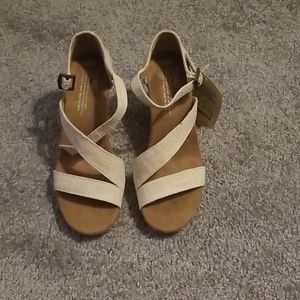 Toms Natural Linen with Cork Wedge 6.5
